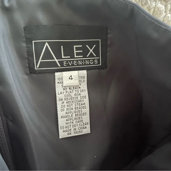 Alex Evenings Gunmetal Formal Long Dress One Shoulder Embellished Gown - Picture 8 of 9